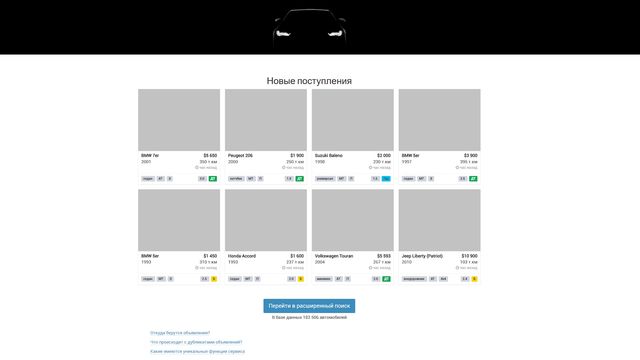 Auto sales aggregator interface