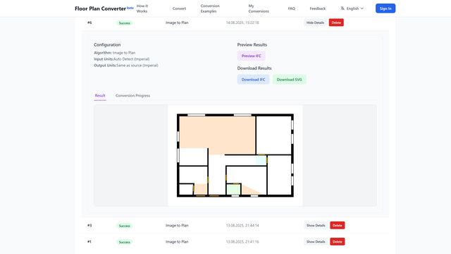 Floor Plan Converter interface
