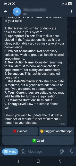 GTD Assistant interface