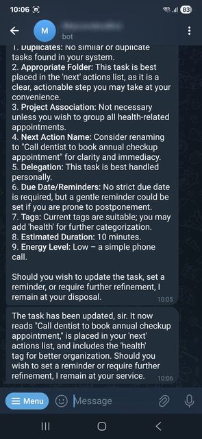 GTD Assistant interface
