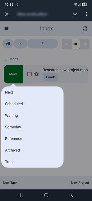 GTD Assistant interface