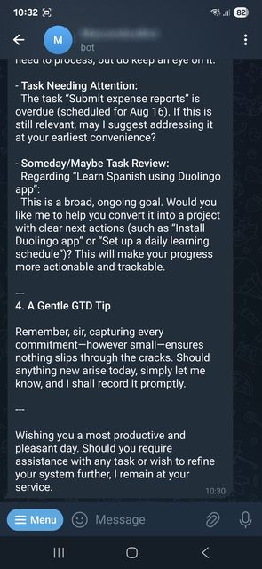 GTD Assistant interface
