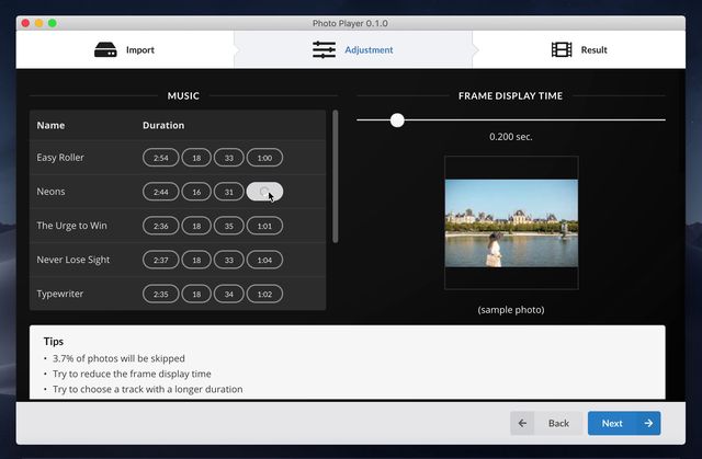 Photo Player interface