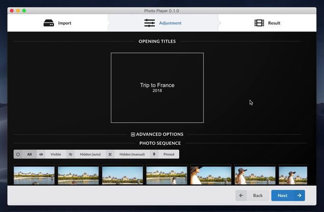 Photo Player interface